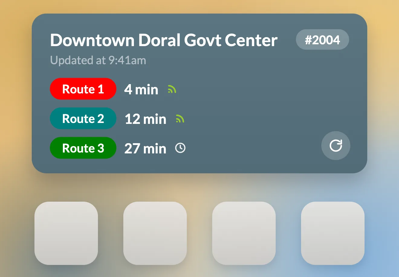 Preview area for upcoming Doral Trolley Tracker Home Screen widgets